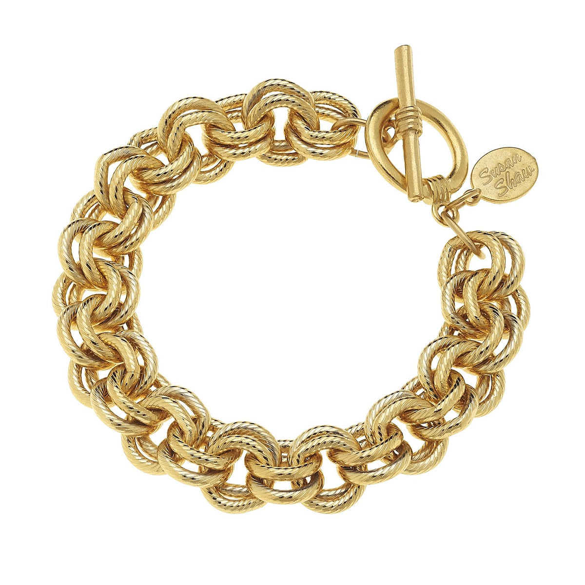 Estella Bartlett | Gold Plated Flower and Crystal Charms Double Chain  Bracelet